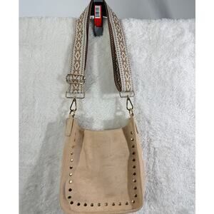 Ahdorned Vegan Suede Studded Crossbody embroidered Guitar Strap